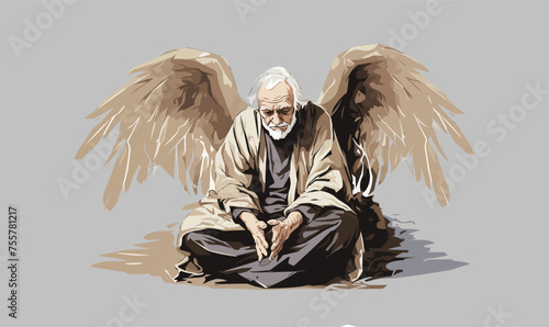 angel old man isolated vector style