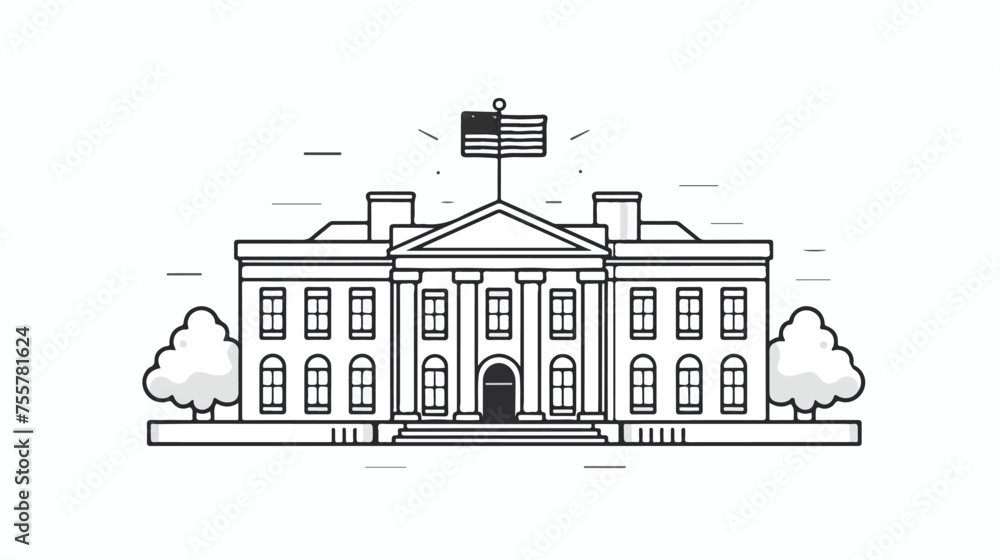 White house policy protest line icon. Elements