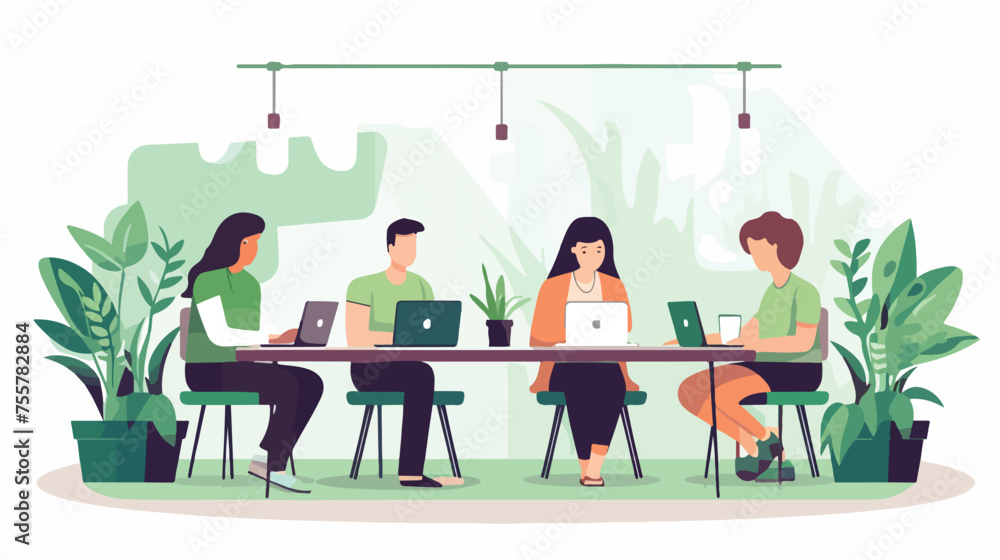 Vector illustration with concept of coworking center