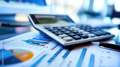 Calculator and Pen on Desk