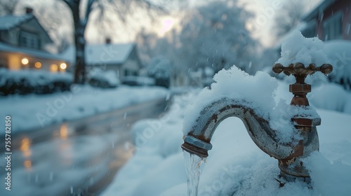Winter maintenance snow on outdoor faucets home