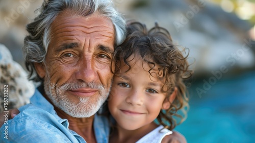 Man and Little Girl Hugging Each Other photo