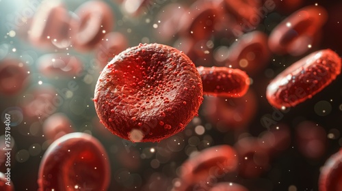 Red Blood Cells Flowing Through Blood Vessel photo