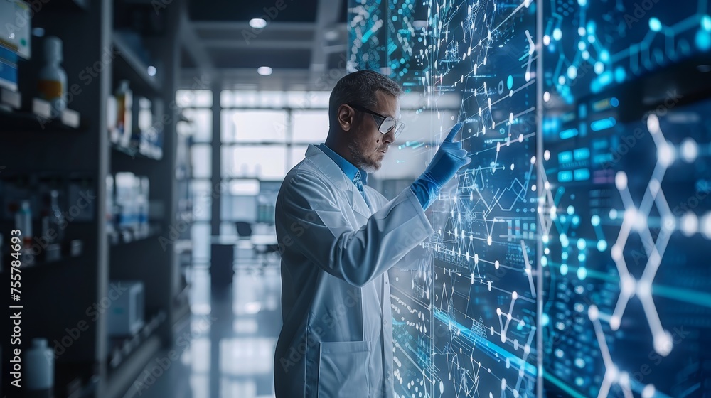 Fototapeta premium A modern healthcare innovation hub, integrating biotechnology research with digital health solutions