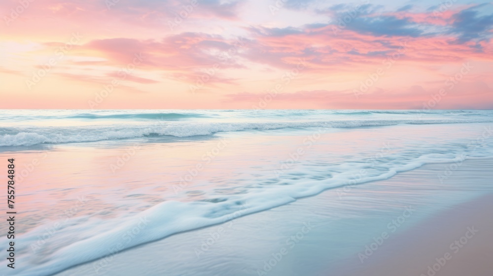 Tranquil ocean sunset with soft pastel colors reflecting on the water