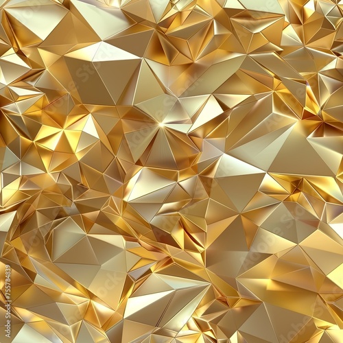 Golden Elegance: 3D Realistic Design with Endless Polygonal Texture