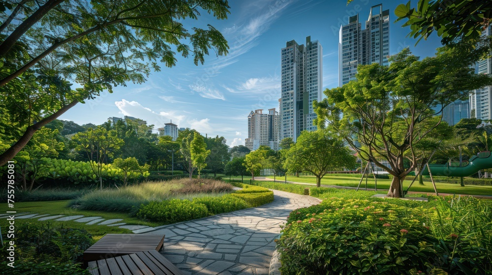 eco-friendly modern city landscape with natural green detailing trees and plant for reducing dioxide, eco-friendly modern city landscape with natural green detailing trees and plant for reducing dioxide,