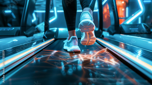 Integrating machine learning algorithms into treadmills to analyze gait patterns and detect potential injury risks, providing suggestions for corrective exercises. photo