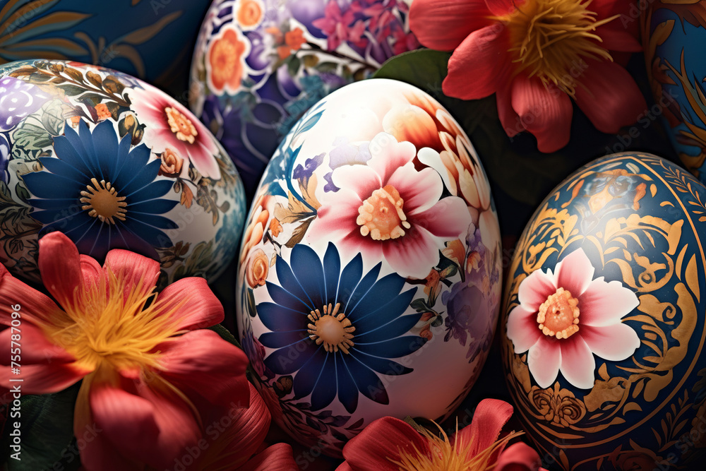 Generative ai on theme celebration holiday Easter with bright eggs are main accessory at abstract background Generative ai on theme celebration holiday Easter with bright eggs are main accessory at abstract background