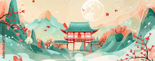 Translation: Vernal Equinox Day. Happy Vernal Equinox Day (Shunbun no Hi) vector illustration.