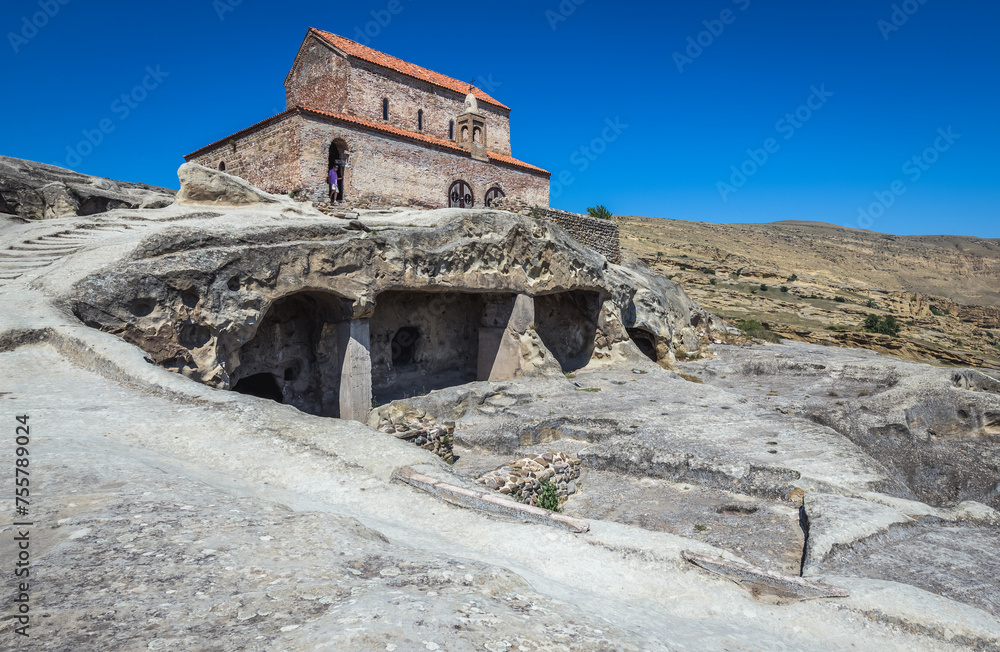 Christian basilica in Uplistsikhe ancient rock-hewn town, Georgia