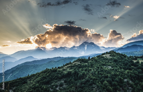 View on Caucasus mountains in Svanetia region, Georgia photo