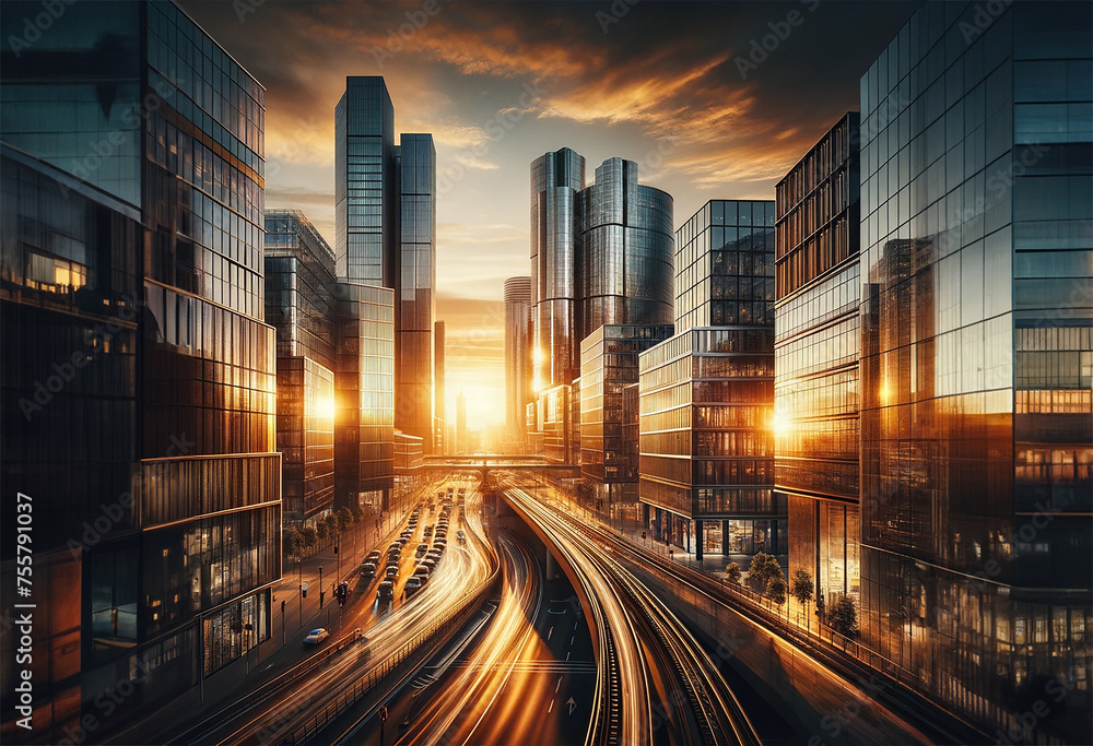 Obraz premium sunset in the city