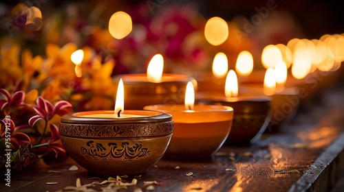 Aromatic candles creating a warm atmosphere