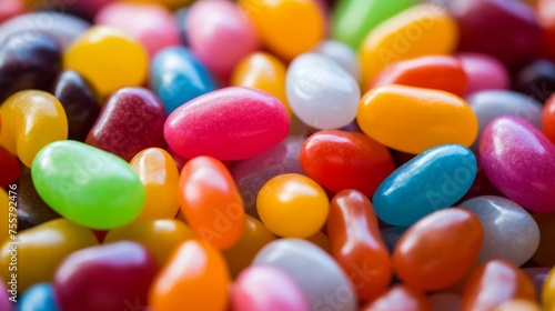 A cascade of colorful jellybean sweets