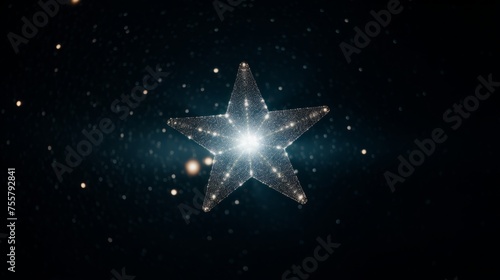 A closeup of a twinkling star in the night sky