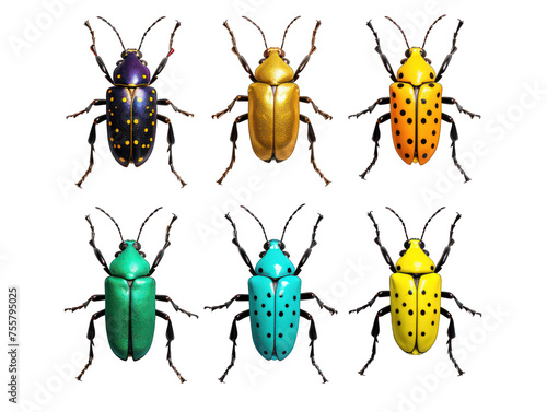 Collection set of tiger beetle isolated on transparent background, transparency image, removed background