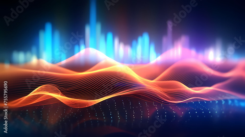 Abstract colorful flowing rainbow with soft, colorful abstract wavy lines