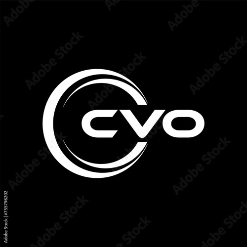 CVO letter logo design with black background in illustrator, cube logo, vector logo, modern alphabet font overlap style. Calligraphy designs for logo, Poster, Invitation, etc. photo