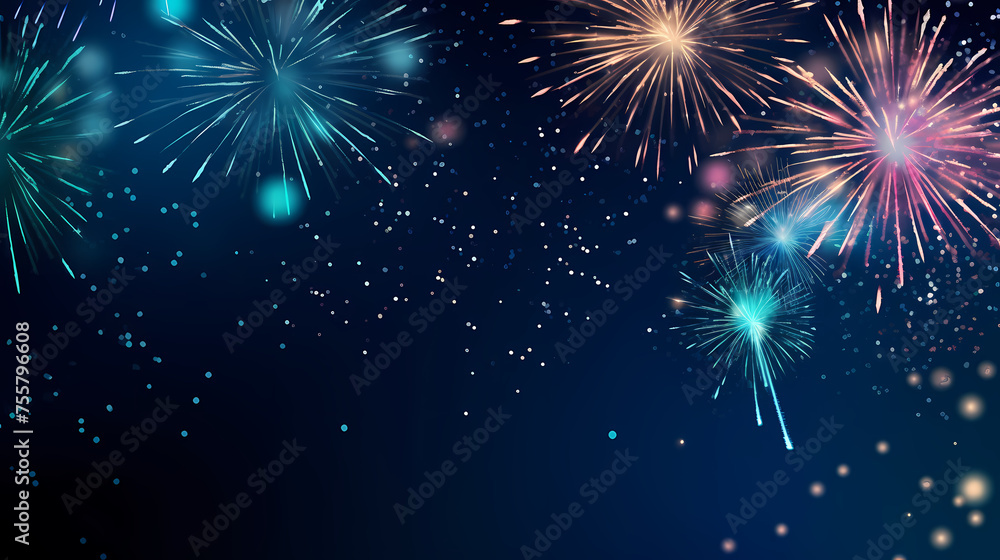 Naklejka premium Beautiful creative holiday background with fireworks and sparkles