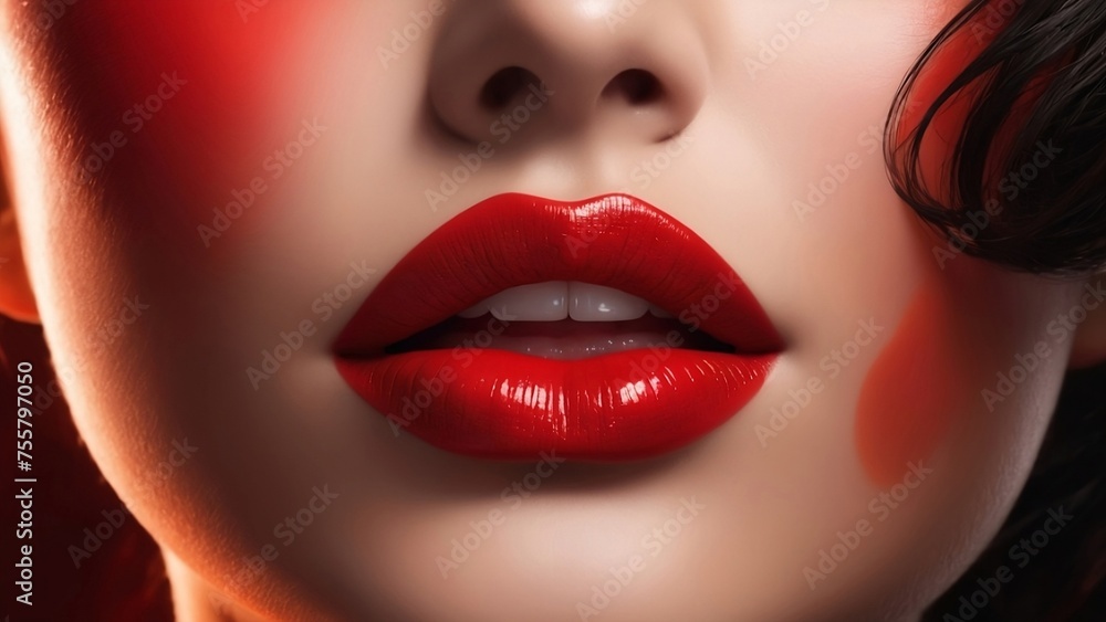 Closeup of attractive hot red lips Closeup of attractive hot red lips