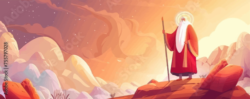 happy passover banner template with moses illustration