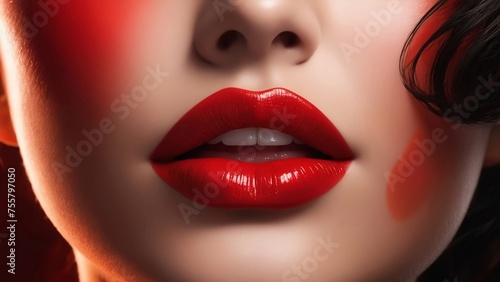 Closeup of attractive hot red lips