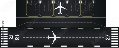 Airplane landing runaway. vector  illustration
