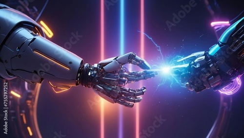 Futuristic robotic hands art