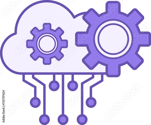 Application Programming Interface Color Icon. API. Vector Icon of Computer Cloud, Neural Networks and Gears. Concept of Technology and Data Analytics