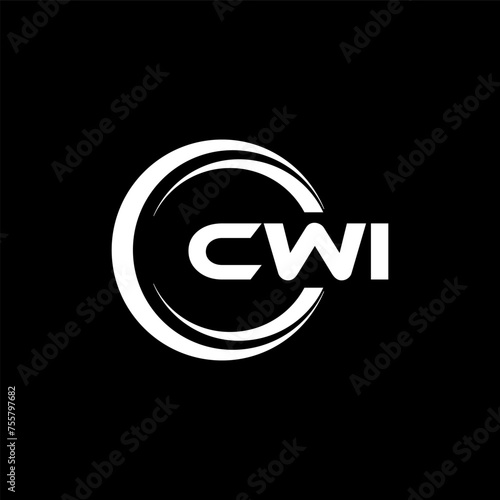 CWI letter logo design with black background in illustrator, cube logo, vector logo, modern alphabet font overlap style. calligraphy designs for logo, Poster, Invitation, etc. photo