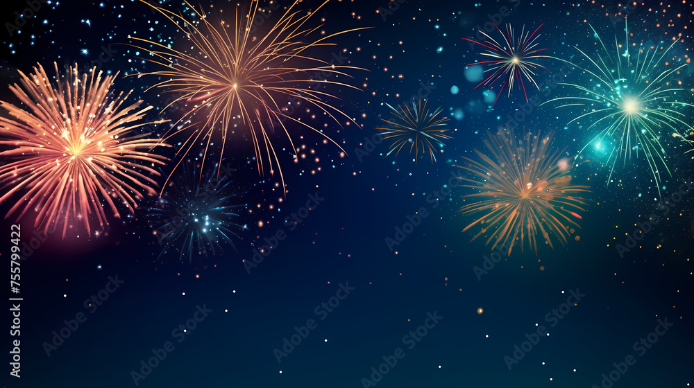 Beautiful creative holiday background with fireworks and sparkles Beautiful creative holiday background with fireworks and sparkles
