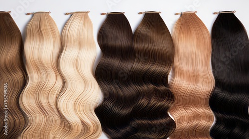 Isolated hair strands featuring a gradient from cool to warm tones