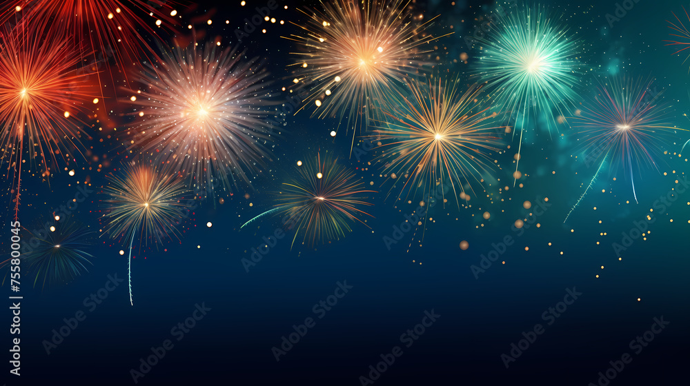 Beautiful creative holiday background with fireworks and sparkles Beautiful creative holiday background with fireworks and sparkles