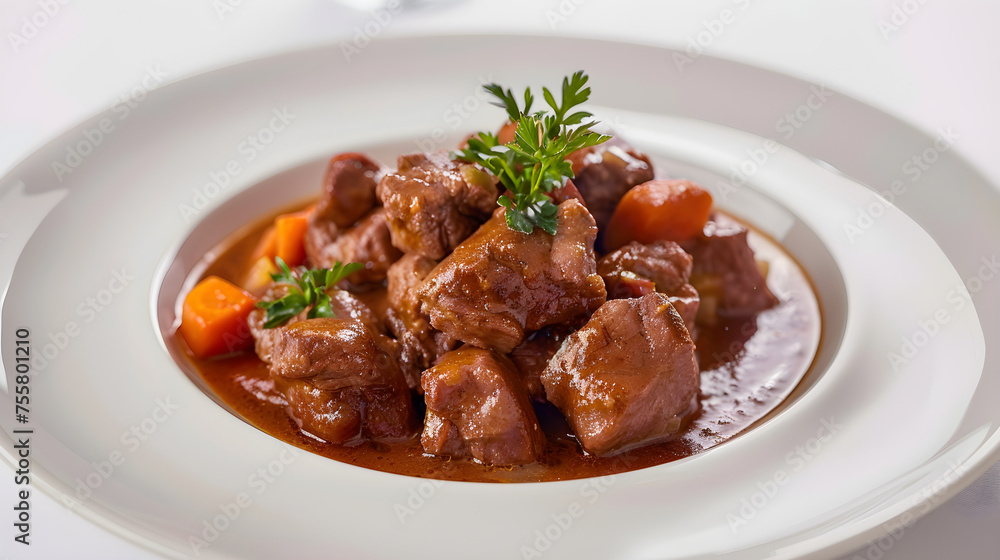 Classic beef stew with carrots and herbs