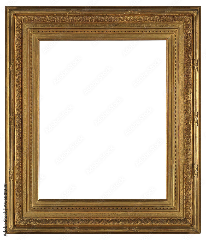 Antique picture frame on a transparent background, in PNG format. Antique picture frame on a transparent background, in PNG format.