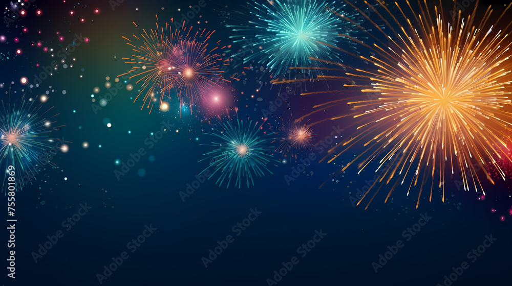 Beautiful creative holiday background with fireworks and sparkles Beautiful creative holiday background with fireworks and sparkles