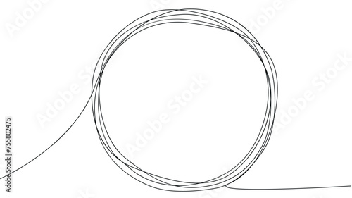 continuous drawing of one line of a round spiral, a dream catcher web