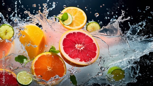 A grapefruit segment creating a citrusy burst in a fruit medley