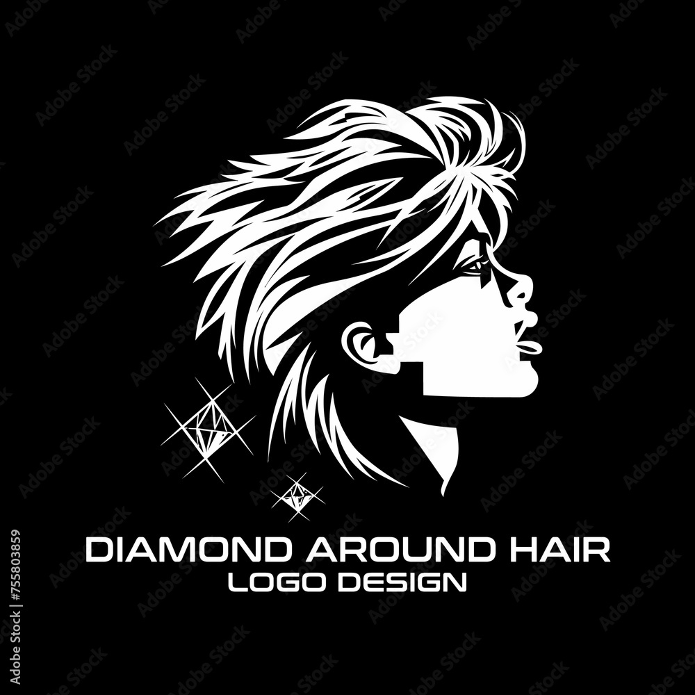 Diamond Around Hair Vector Logo Design Diamond Around Hair Vector Logo Design