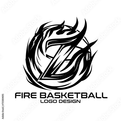 Fototapeta Naklejka Na Ścianę i Meble -  Fire Basketball Vector Logo Design