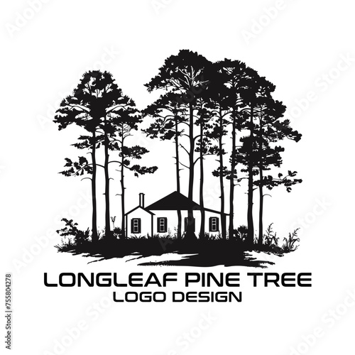 Longleaf Pine Tree Vector Logo Design