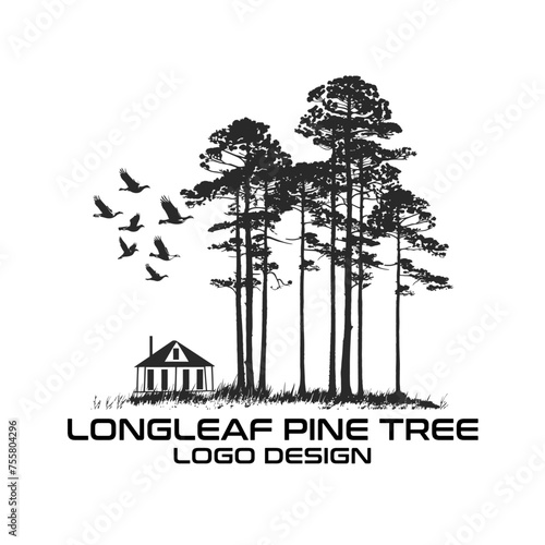 Longleaf Pine Tree Vector Logo Design
