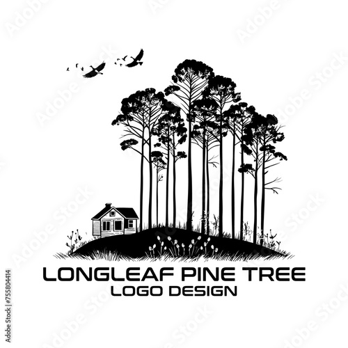 Longleaf Pine Tree Vector Logo Design