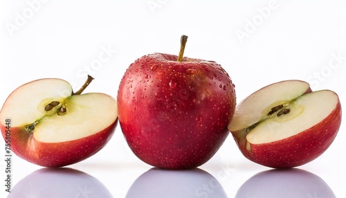 The vibrant hue of the apple creates a striking contrast against the pristine white backdrop.