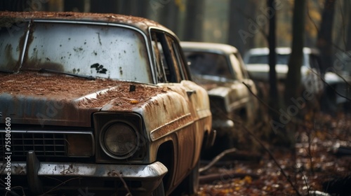 Closeup of abandoned vehicles adding to visual pollution