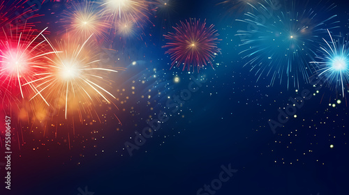 Beautiful fireworks background at night for holiday decoration