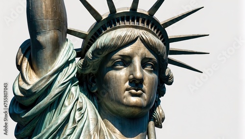 Close up of the statue of liberty with her pedestal, New York City, USA - Isolated on transparent background
