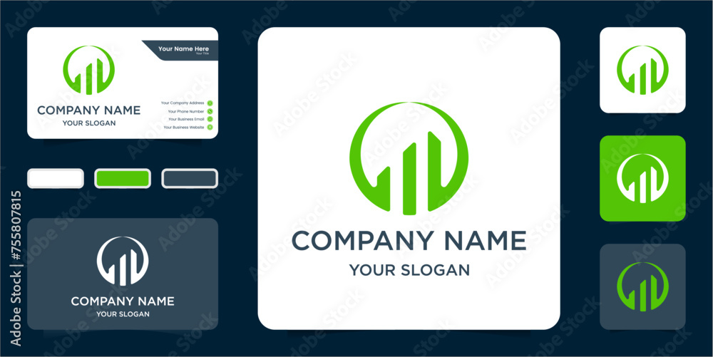building with line art style logo and abstract business card design building with line art style logo and abstract business card design