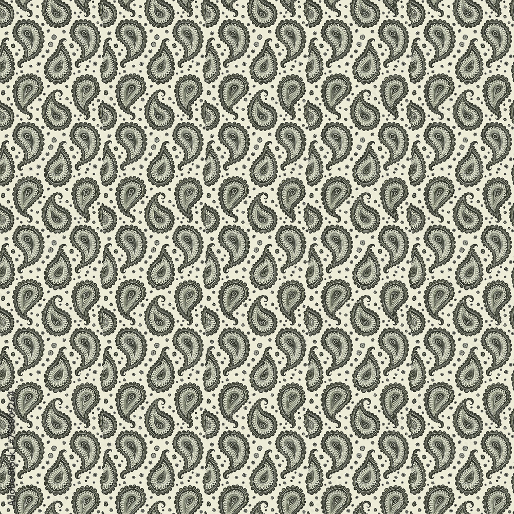 Seamless repeating paisley decorative pattern. Seamless repeating paisley decorative pattern.